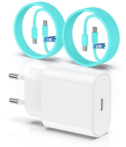 QZIIW Chargeur pour iPhone 15 16, 20W apple original chargeur rapide avec 60W 1M+2M câble de charge rapide pour iPhone 16/16 Pro/16 Max/16 Plus/iPhone 15/15 Pro/15 Max/15 Plus/iPad Pro/Air/Mini.