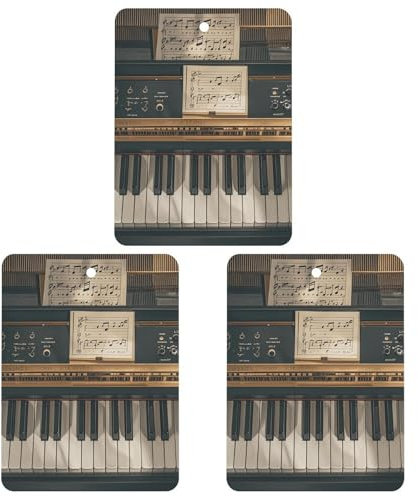 Lot de 3 désodorisants carrés pour voiture, notes de musique, piano à suspendre, aromathérapie, pour homme et femme