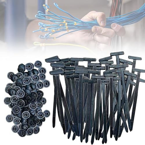 Kabelbinder Schwarz,Universeller kabelbinder aus Nylon, Selbstsichernder Kabelbinder-Halter Wiederverwendbare für Elektroinstallation Routinewartung im Automobilbereich (50)