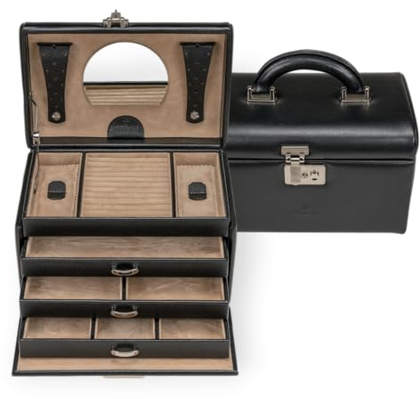 Windrose Schmuckkoffer beluga/schwarz (Leder)