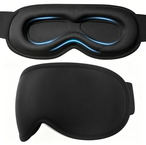 GRIFEMA Schlafmaske 100% Verdunkelung, 3D Augenmaske ohne Augendruck | Große Schlafmaske, Verstellbar für Seitenschläfer, Atmungsaktiv, Reise & Schichtarbeit, Damen Herren Schwarz