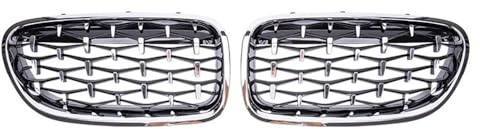MLIOJU Auto Vordere Kühlergrill Auto vorne Nieren Stoßstange Grill Gitter Diamant Stil Silber für 5er F10 F11 F18 520 523 525 530i M5 10–17