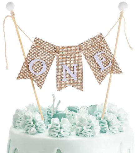DOPENSPI cake topper 1 Geburtstag, Handgemachter ONE 1 Geburtstag Tortenaufsatz, Kuchendeko Kindergeburtstag für Jungen und Mädchen