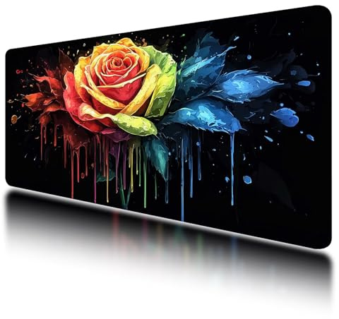 Tapis de Souris de Jeu, Tapis de Souris XXL Couleur 800 x 300 mm, sous Main Bureau avec Coutures sur Les Bords, Mouse Pad Rose Imperméable Antidérapant pour Accessoire Bureau, pour Gamer, PC, -615
