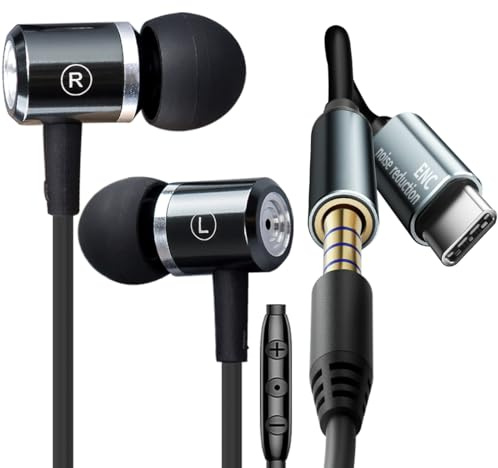 Kabel kopfhörer mit Noise-Canceling-Stereo-Bass klarer Anruf Wired Earbud | Typ-C &3.5mm Plug geräuschisolierende In-Ear-Wired Headphones, Kabel In Ohr Ohrhörer mit ENC-Lärmreduzierung-Mikrofon