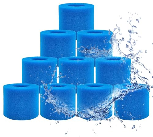 Comioke 10PCFiltro per Piscina in Schiuma, Spugna Filtrante per Intex Tipo S1, per filtri Idromassaggio, Filtro in Spugna Riutilizzabile e Lavabile, Filtro in Spugna Tipo S1