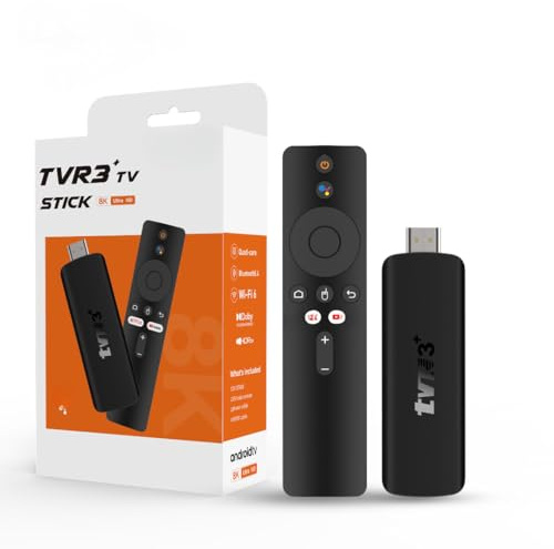 Android TV Stick 4K UHD con RK3518 Quad Core, WiFi Dual Band, Controllo Vocale, Dispositivo di Streaming