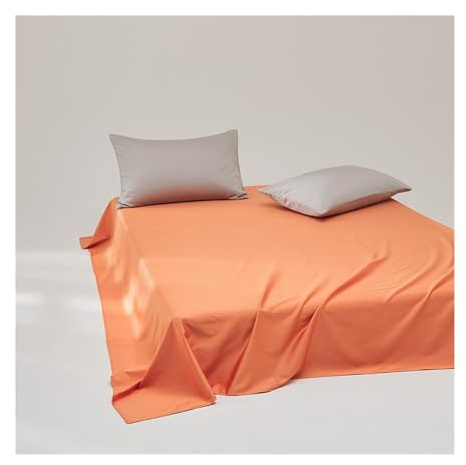 Bettlaken ohne Gummizug 120x230cm bis 240x270cm Betttuch 500 TC Langstapeliger Baumwollsatin Ultraweiche Laken Leintuch Haustuch for Hotels(Orange,230x250cm)