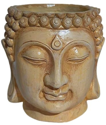 TAIZhiChen Pot de Fleurs en Forme de tête de Bouddha, Ornement Traditionnel, jardinière, Statuette, Figurine, Pot de Fleurs pour Jardin, Bureau, Centre de Table, Beige