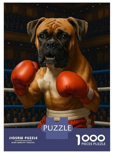 1000-teiliges Puzzle Für Erwachsene Und Jugendliche Boxer Dog in Boxing Ring Puzzle Für Erwachsene, Das Praktisches Spiel, Analyse Und Logik Fördert, 38x26cm/1000pcs