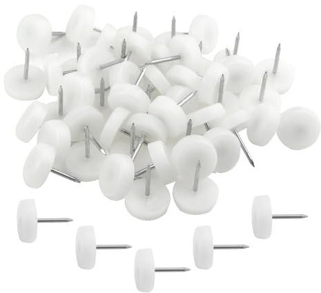 TOVOT Lot de 100 patins ronds à clouer pour meubles en bois dur Blanc 1,8 cm