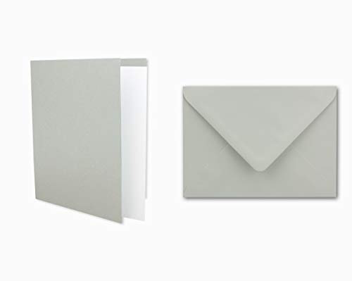 Falt-Karten-Set inklusive Briefumschläge & Einlegeblätter - 25er-Set - Blanko Klapp-Karten in Hellgrau - bedruckbare Post-Karten in DIN B6 Format - speziell zum Selbstgestalten & Kreieren