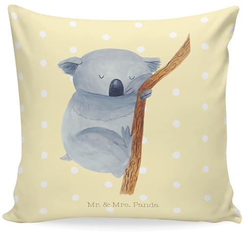 Mr. & Mrs. Panda 40x40 Kissen Koalabär - Geschenk, Kissen 40x40 Waschbar, Sofakissen, Dekokissen Sofa, Traumland, Kissenbezug 40x40, lustige Sprüche,