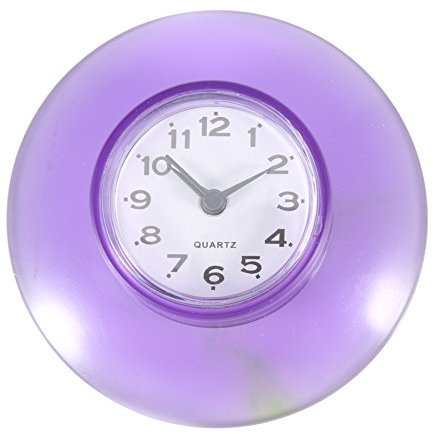 Horloge de Salle de Bain avec Ventouses - Pendule Murale pour Douche à Accrocher, Étanche(Violet)