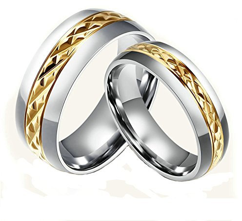 KnSam - Damen und Herren Edelstahl Vorsteckring Band Verloblung Damengr. 57 (18.1) & Herrengr. 57 (18.1)