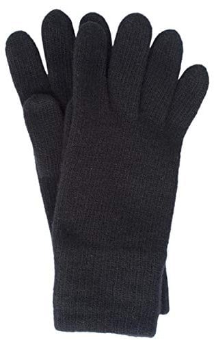 FosterNatur , Damen Wollhandschuhe/Fingerhandschuhe, 100% Wolle extrafine (7, Schwarz)