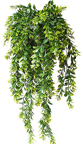 KingYH 2 Stücke Kunstpflanze 80cm Künstliche Kunststoff Hängendpflanze Wandhäng Efeu Grüne Pflanze für lndoor Außerhalb Zuhause Garten Hochzeit Decor Blumenampel Wand Greenery Pflanze Rattan Ivy Vine