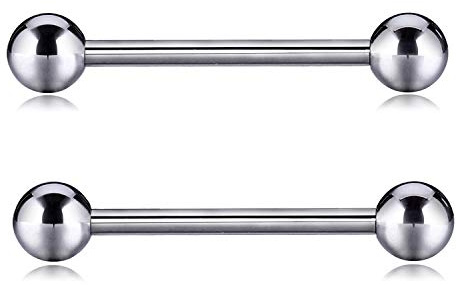 hengkaixuan 14G Paar Nipple Shield Barbell Innengewinde Zungenpiercing Schmuck G23 Solid Titanium (12G, 18)