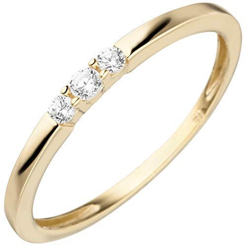 Jobo Damen-Ring schmal aus 8 Karat 333 Gold mit 3 Zirkonia Größe 60