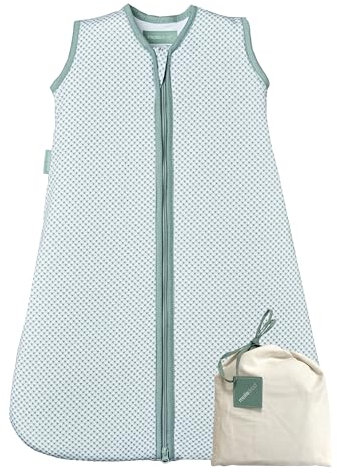 molis&co - Baby Schlafsack ärmellos - Ideal für Frühling und Herbst - Babyschlafsack 1 tog ohne Ärmel - Leicht gepolstert - 100% Baumwolle (Oeko-TEX 100), Premium Qualität - Vichy Green (95 cm)