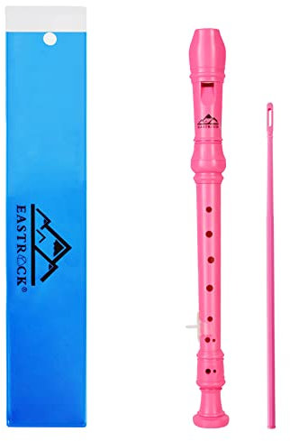 EastRock Flauto Dolce Soprano C Key Recorder Strumento tedesco a 3 pezzi per principiante Studente Rosa