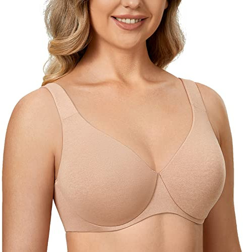 DELIMIRA Women's Minimiser Bra Plus Size Non Padded Underwired Seamless Comfort Bras Oatmeal Heather 34C
