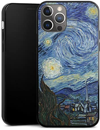 Slim Case extra dünn kompatibel mit Apple iPhone 12 Pro Silikon Handyhülle schwarz Hülle Kunst Vincent Van Gogh The Starry Night