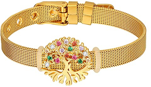 Flongo Mesh Armband Damen Armkette Mit Zirkon Schmetterling verstellbare Weite Edelstahlarmband einstellbar Abnehmbar