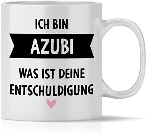 mindmonkeys® Tasse mit Spruch Ich bin Azubi für Azubi Auszubildenden als Dankeschön Jubiläum Keramik 300 ml