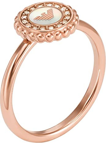 EMPORIO ARMANI Damenring Rose Gold-Tone Edelstahl Mutter der Perle Zentrum Focal, EGS30202218