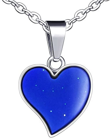 Yumilok Unisex Herren Kette Damen Halskette Herz Edelstahl mit Anhänger Thermo Stimmung Farbwechsel für Frau