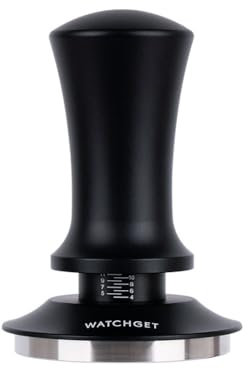 watchget 58 mm Espresso-Kaffee-Stampfer, federbelasteter Stampfer, Edelstahl, Barista, Espresso, Tamper, kalibrierter Espresso, Handstampfer mit Skala, Kaffee, Espresso-Zubehör für 58 mm Siebträger