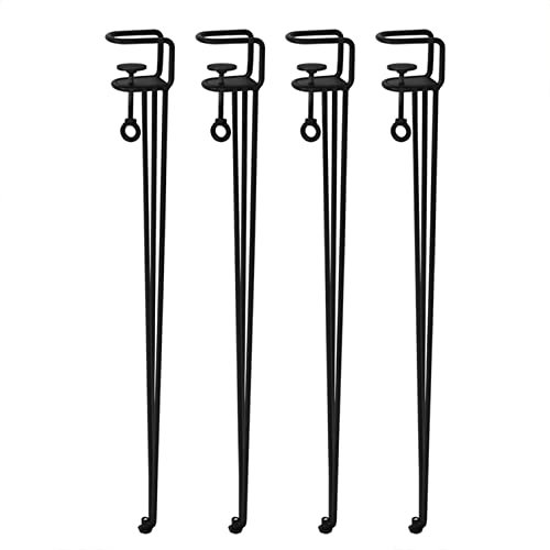 Pieds de Table en Métal Réglables,Pieds de Serrage de Table Forme de F,Pieds en Épingle À Cheveu,Bureau Salle à Manger,Console de Meubles Table Basse Bricolage,Sans Perçage (75cm,4pcs)