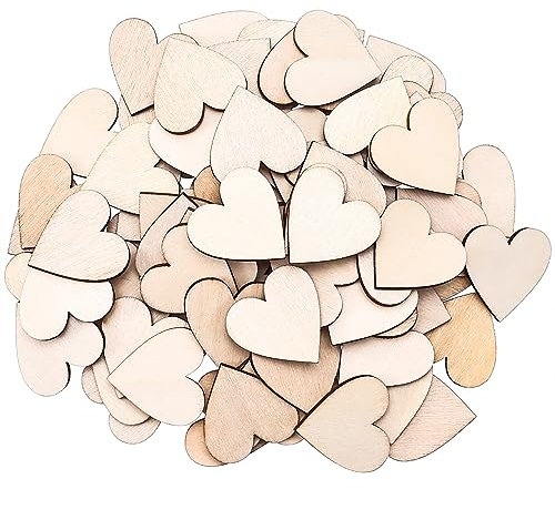 100Stück Holzherzen, 3cm Holzherzen Zum Beschriften, Holz Herzen Klein Deko, Holzherzen Hochzeit Geschenkanhänger Herz, Holzherzen Streudeko Für Gästebuch Beschriften DIY Handwerk Verzierungen