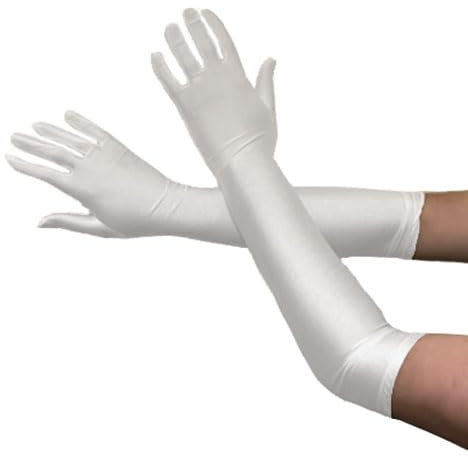 jokeshop Ladies Long Satin Gloves Opera Evening Princess 1920's Party Fancy Dress Prom (White)