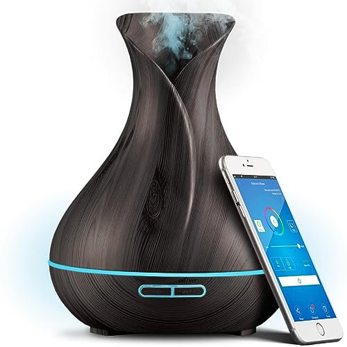 Smart Alexa Aroma Diffuser für Ätherische Öle, 500ml WiFi Duftöl Diffuser Luftbefeuchter Kompatibel App und Alexa/Google Home Kontrolle, 7 Farb-LED, Zeitpläne Erstellen und Timer, Auto-Off