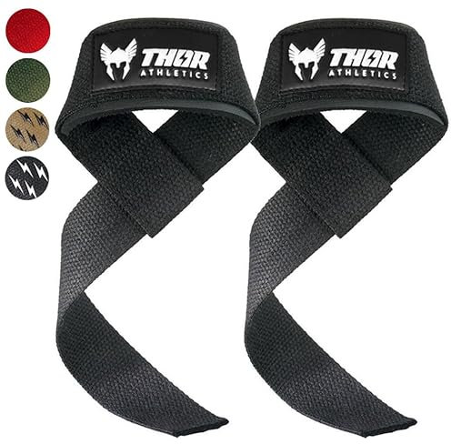 THOR ATHLETICS Zughilfen für Krafttraining & Powerlifting - Hebehilfen Krafttrainingsgurte mit Haken für Männer und Frauen, Zughilfen Frauen inkl. kostenlosem E-Book - Fitness Gym Handgelenkschlaufen