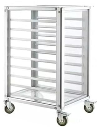 LXHELIVERY Bäckerei-Backform-Wagen Brötchenblech-Backblech-Gestell Mit Rädern Bewegliches Edelstahlregal Trolley Lagerung Für Bäckerei Restaurant Und Hotel (Farbe : Silver, Größe : 62.5x47x103cm)