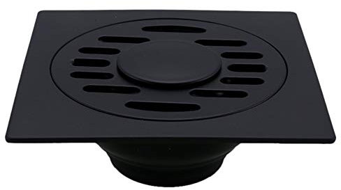 Desagüe del Suelo Desagüe de Ducha Cuadrado de baño Negro Trampa de desagüe de Suelo de Acero Inoxidable Rejilla de residuos Cubierta Redonda Colador de Pelo
