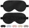 SILKTALE Schlafmaske Seide für Herren Frauen,19 Momme 100% Maulbeerseide Augenmaske für Seitenschläfer, Lichtblockierende Seiden Schlafbrille mit Gummiband für Reisen,Schwarz