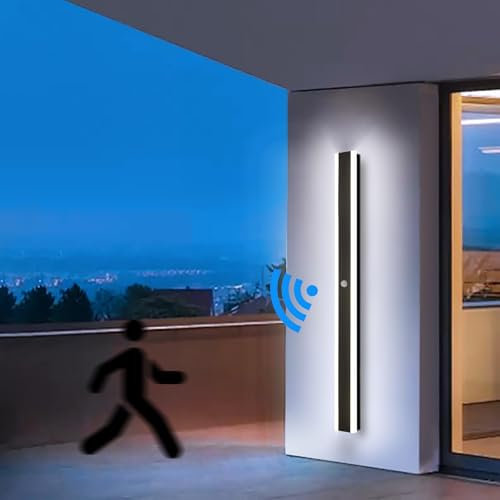 ANKBOY 120CM Luminaire Exterieur Mural Detecteur de Mouvement Longue Applique Murale LED Lumiere Éclairage Mural Appliques Exterieur Étanche Patio Entrée, 48W 6000K Lumière Blanch