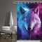 Rideau de douche loup galaxie pour salle de bain en tissu imperméable bleu et violet 152,4 x 182,9 cm