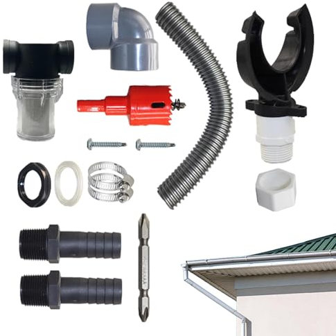 Regenwassersammler Set, 70-100mm Fallrohr Regensammler, Regentonnen Anschluss Fallrohr, Regentonnen Verbindungsset, Regensammler Regentonnen Verbinder Für Dächer Bis 80 M², Mit Montagezubehör
