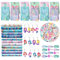 98 pezzi sirena festa di compleanno per bambini, decorazione di compleanno con 12 sacchetti regalo + 12 bracciali + 12 portachiavi + 12 fermagli per capelli + 50 adesivi per scambiare il viso