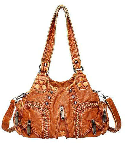 Damen-Handtasche, großes Fassungsvermögen, kariert, Kontrastfarbe, mittleres, eine Schulter-Umhängetasche Aigner Taschen Damen Groß (Orange, One Size)