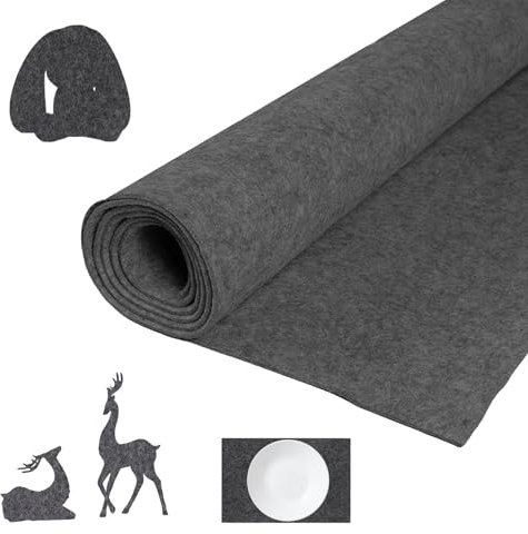 Ksvaye Tela de Fieltro 30cm x 300cm x 3mm Rollo de Fieltro para Manualidades para Manteles Fieltro, Bolsa de Fieltro, Manualidades de Costura, Patchwork, Jardín Disco de Mantillo Fieltro (Gris Oscuro)