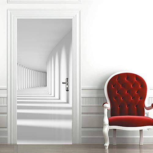 Türtapete Selbstklebend TürPoster 3D Türaufkleber Türfolie türsticker Foto Vinyl Tür Plakat für Schlafzimmer Toilette Verschönern Deko türen 80x200 cm Weiße Dreidimensionale Erweiterung