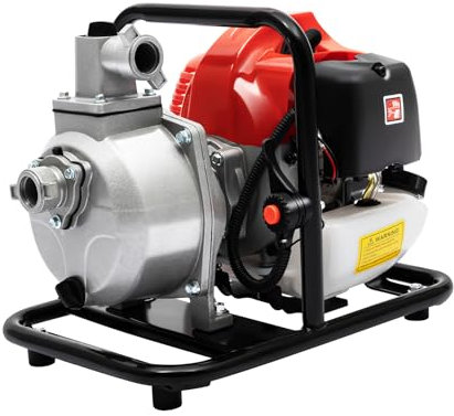 CCAUUB Pompe à eau 1,7 CV à semi-déchets, moteur 2 temps, arrosage haute pression, pompe de transfert d'essence, pompe d'irrigation pour le transfert d'eau, pompe d'irrigation pour le prélèvement