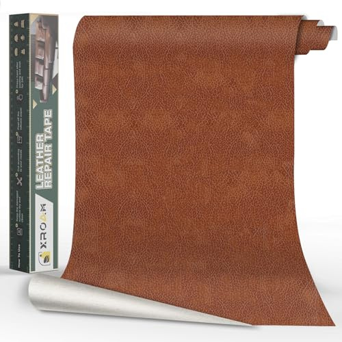 Xroam Kunstleder Selbstklebend, 60x200 cm Retro Dunkelbraun Leder Reparatur Patch, Lederflicken Selbstklebender, Kunstleder Reparaturset, Leder Patch Selbstklebend für Sofa, Autositze, Taschen, Jacken