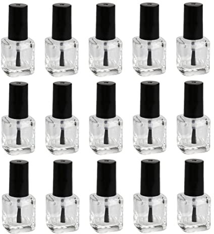 Baluue 15pièces Bouteilles Verre Transparentes Pour Vernis à Ongles Avec Pinceau Contenants Vides Pour Nail Art Et Diy